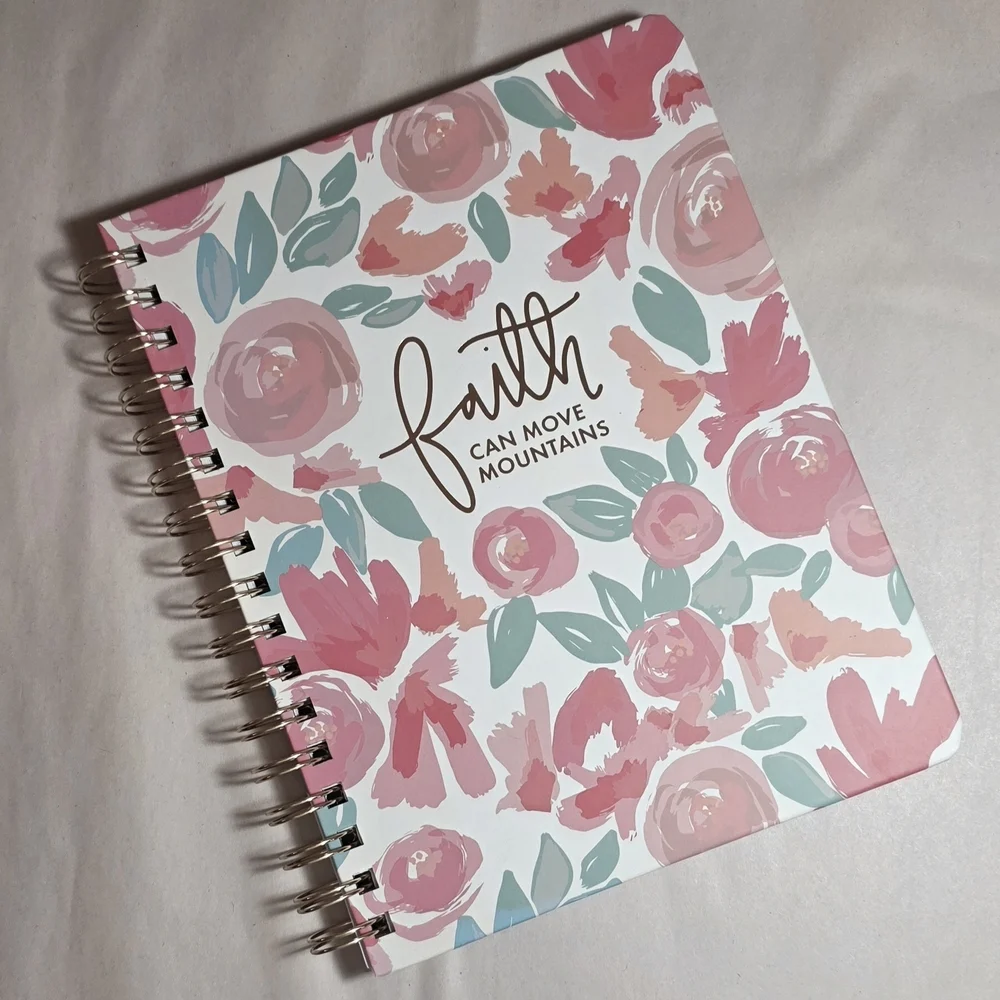 Journal Floral Faith Spiral Notebook - Pink and Green